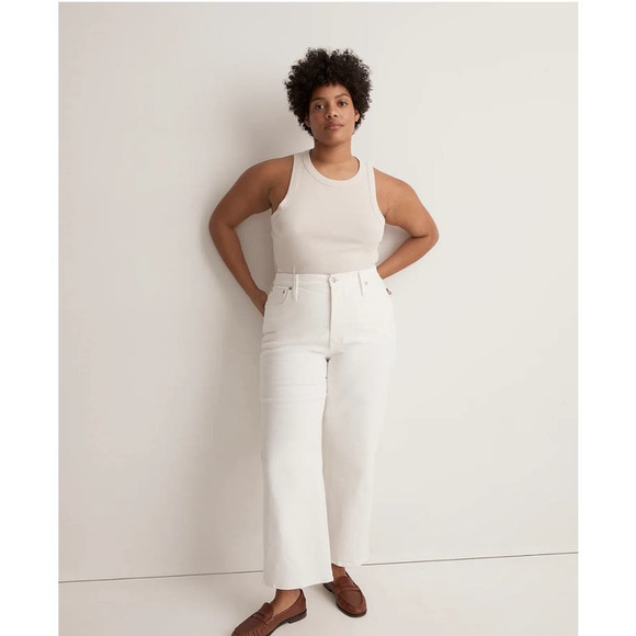 NWT Madewell The Petite Perfect Vintage Wide-Leg Crop Jean in Tile White Sz 31P - Picture 1 of 13